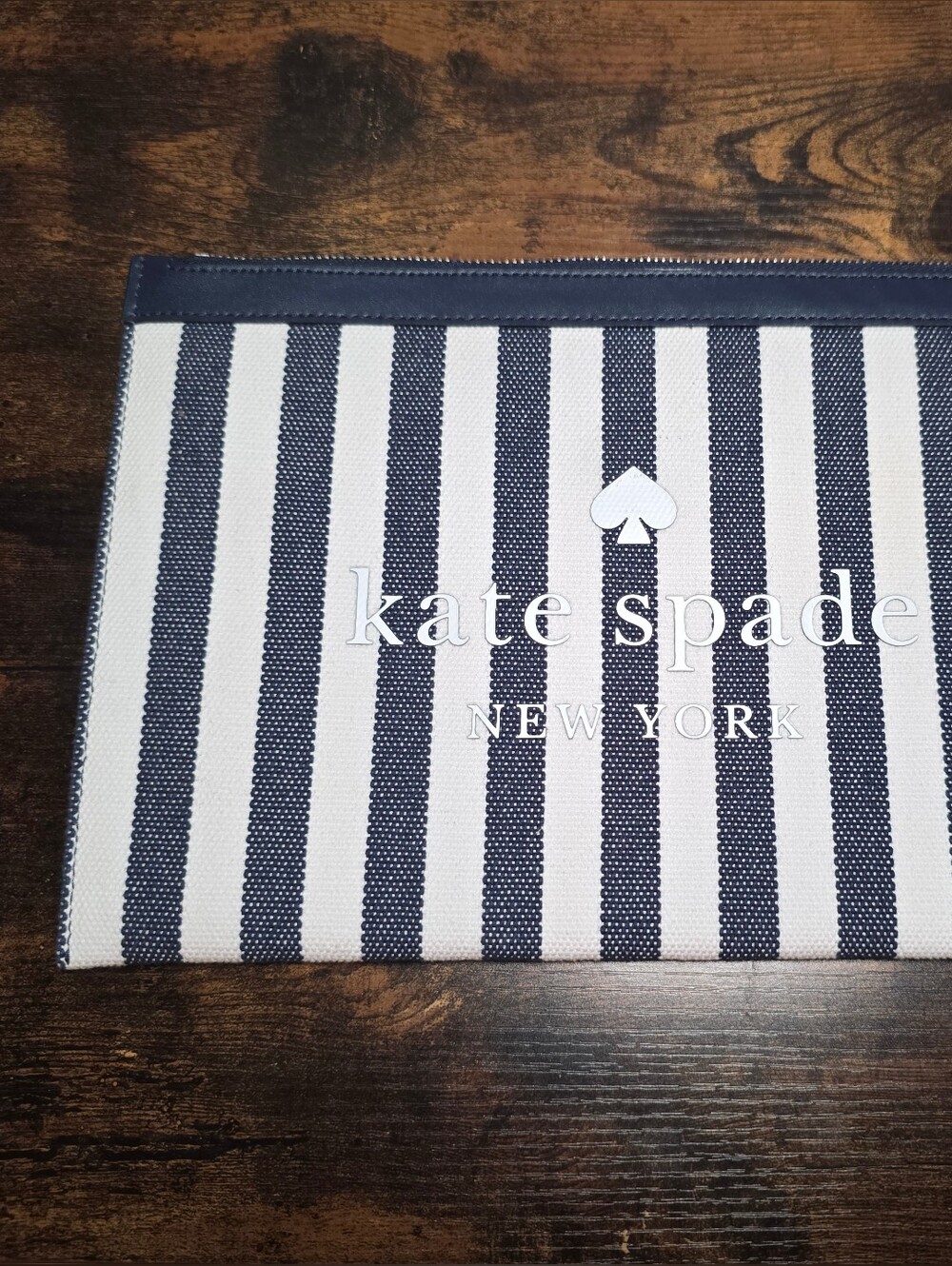 kate spade New York Navy & White Striped Pouch